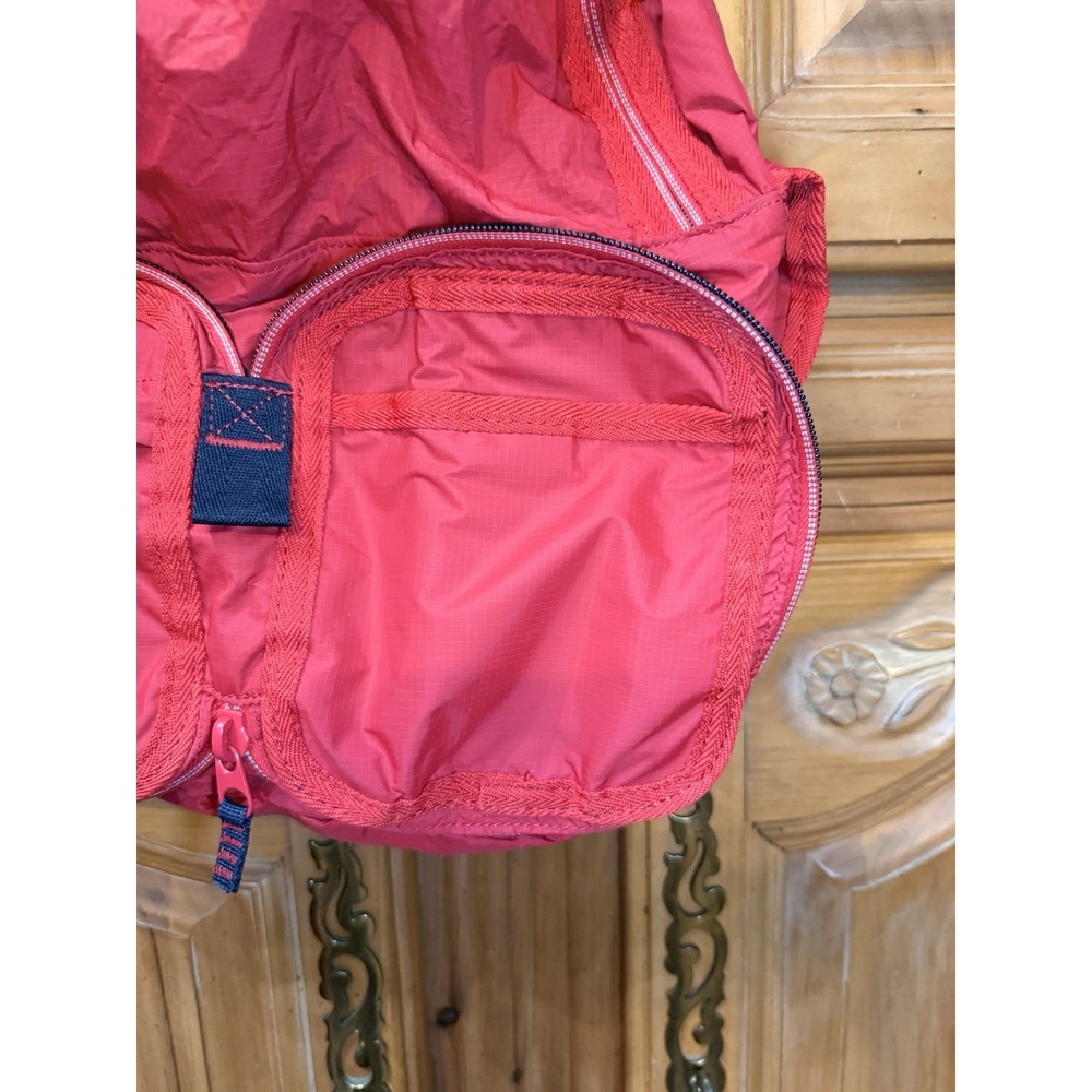 Lands End Packable Backpack Red Blue Black Lightweight Ripstop Nylon Travel Bag - Picture 4 of 13